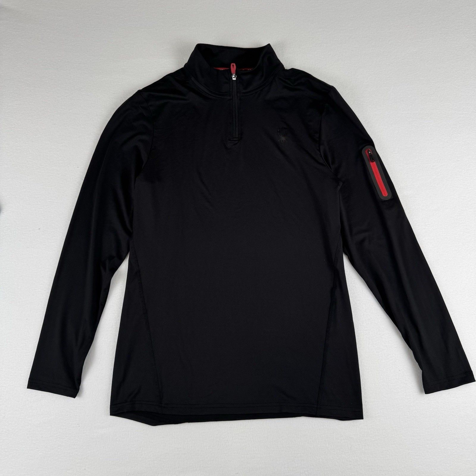 Spyder Active Men's Black 1/4 Zip Stretch Mock Neck Pullover Long Sleeve Pocket